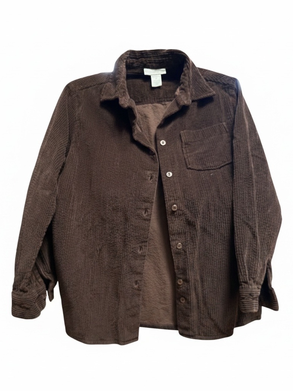 Women's Brown Corduroy Button-Up Shirt Jacket
